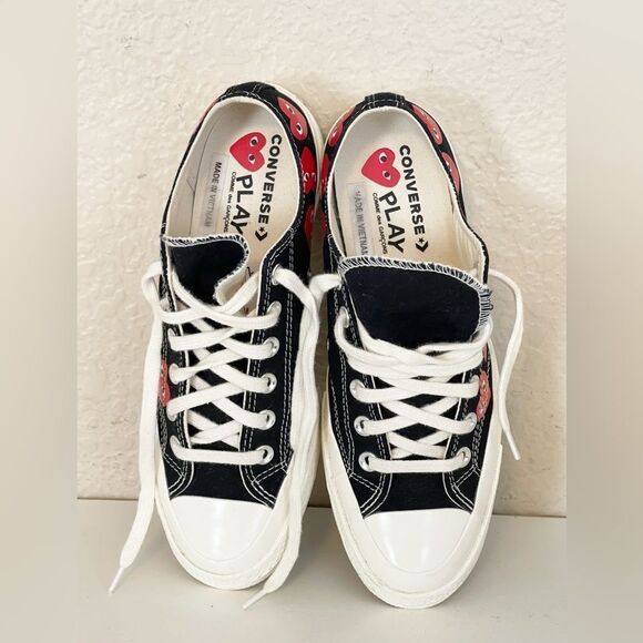 comme des garçon play x converse chuck 70 multi heart black sneakers W8.5/M6.5 - Picture 11 of 16